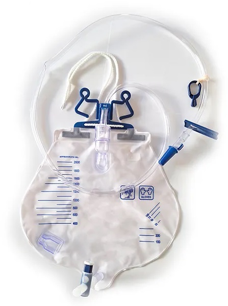 SACCA DRENAGGIO URINARIO A CIRCUITO CHIUSO CAPACITA' 2000ML CON CAMERA DI GOCCIOLAMENTO DOPPIO FILTRO ARIA FASCETTA CON PER FISSAGGIO AL LETTO STRIGITUBO E FERMATUBO AL LENZUOLO - Speedyfarma.it