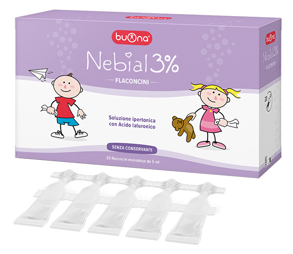 NEBIAL FLACONCINI SOLUZIONE SALINA IPERTONICA DI SODIO CLORURO AL 3% CON ACIDO IALURONICO 20X5 ML - Speedyfarma.it