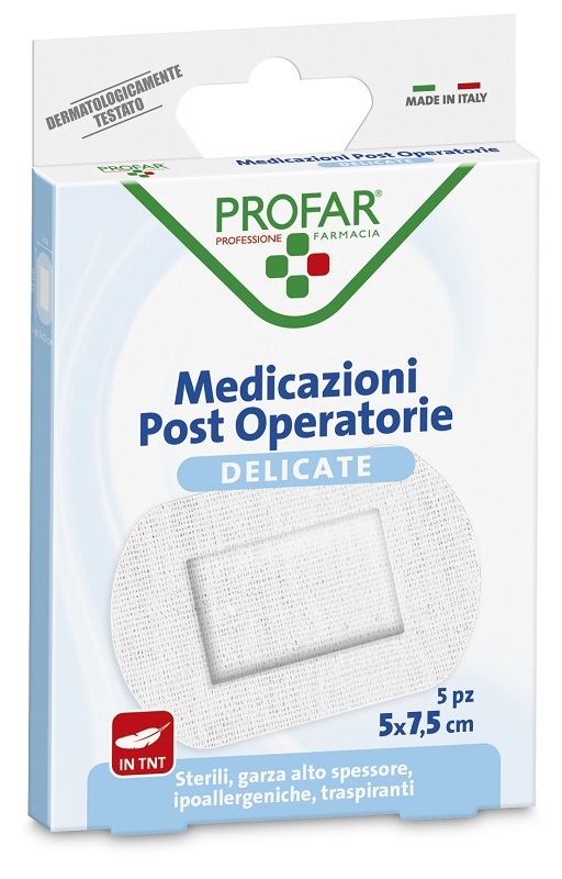 MEDICAZIONE POST OPERATORIA STERILE GARZA ANTIADERENTE 5X7,5 CM 5 PEZZI PROFAR - Speedyfarma.it