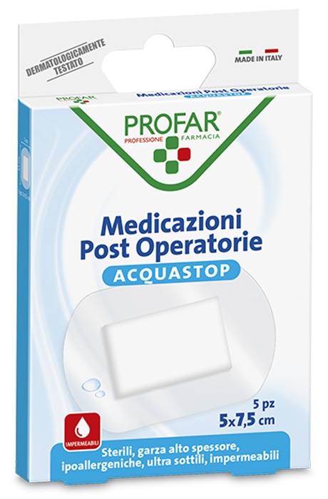 ACQUASTOP MEDICAZIONE POST OPERATORIA 5X7,5 CM PROFAR MED 5 PEZZI - Speedyfarma.it