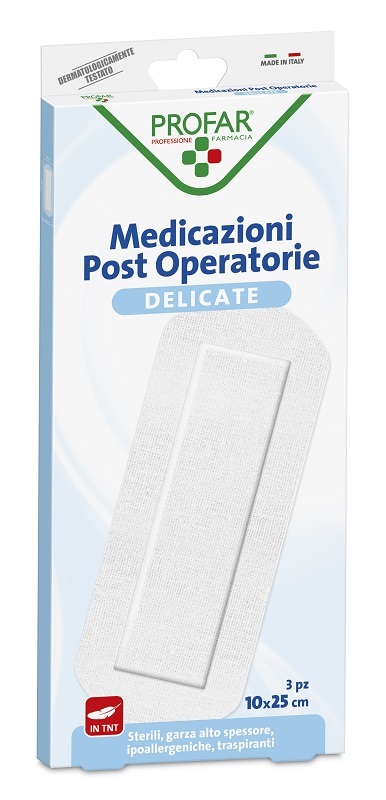 MEDICAZIONE POST OPERATORIA STERILE GARZA ANTIADERENTE 10X25 CM 3 PEZZI PROFAR - Speedyfarma.it