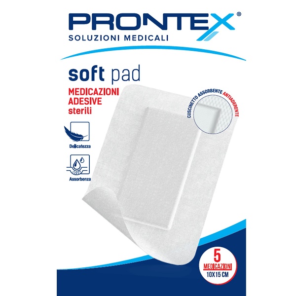 MEDICAZIONE ADESIVA STERILE PRONTEX SOFT PAD 10X15 CM 5 PEZZI - Speedyfarma.it