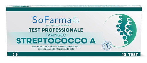 TEST RAPIDO FARINGEO STREPTO A RILEVAZIONE ANTIGENE STREPTOCOCCO A SU TAMPONE FARINGEO MEDIANTE IMMUNOCROMATOGRAFIA PROFESSIONALE 10 PEZZI SOFARMAPIU' - Speedyfarma.it