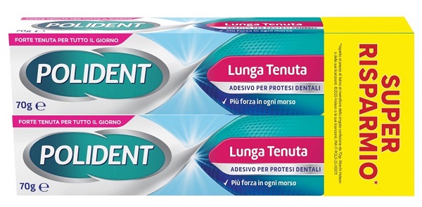 ADESIVO PROTESI DENTALI POLIDENT LUNGA TENUTA 2 TUBETTI X 70 G - Speedyfarma.it