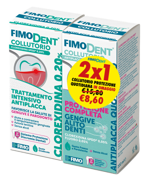 FIMODENT COLLUTORIO BIPACK 1 CLOREXIDINA 0,20% 200 ML + CLOREXIDINA 0,05% 200 ML - Speedyfarma.it