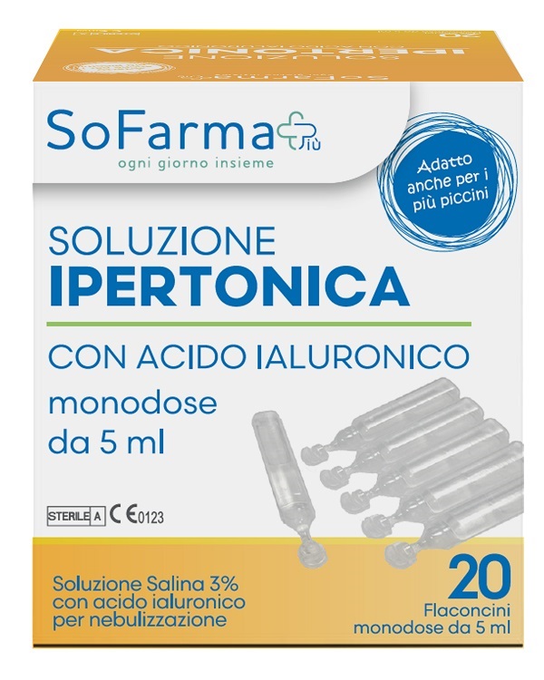 SOLUZIONE IPERTONICA 3% ACIDO IALURONICO 20 FLACONI 5 ML SOFARMAPIU' - Speedyfarma.it