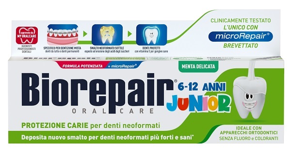 BIOREPAIR ORAL CARE JUNIOR 6-12 ANNI DENTIFRICIO PROTEZIONE ANTI CARIE SMALTO NEOFORMATO ALLA MENTA DELICATA 75 ML - Speedyfarma.it