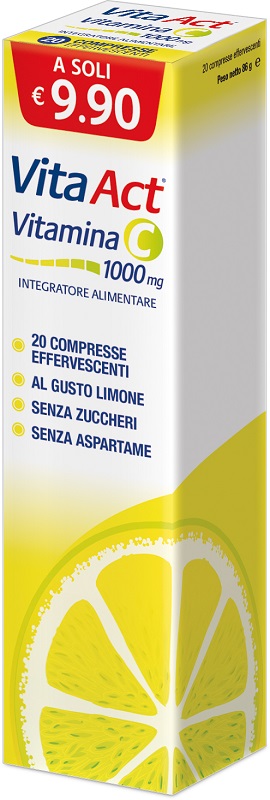 VITA ACT VITAMINA C 1000MG 20 COMPRESSE EFFERVESCENTI LIMONE - Speedyfarma.it