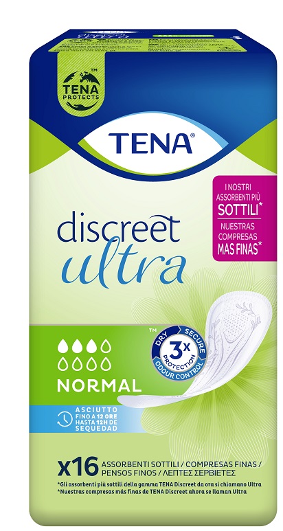 PANNOLONE SAGOMATO TENA DISCREET ULTRA NORMAL 16 PEZZI - Speedyfarma.it