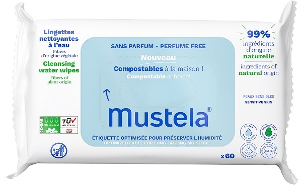 MUSTELA SALVIETTE ACQUA COMPOSTABILI SENZA PROFUMO 60 PEZZI - Speedyfarma.it