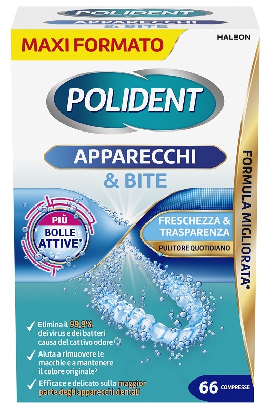 POLIDENT APPARECCHI & BITE PULITORE QUOTIDIANO 66 COMPRESSE - Speedyfarma.it