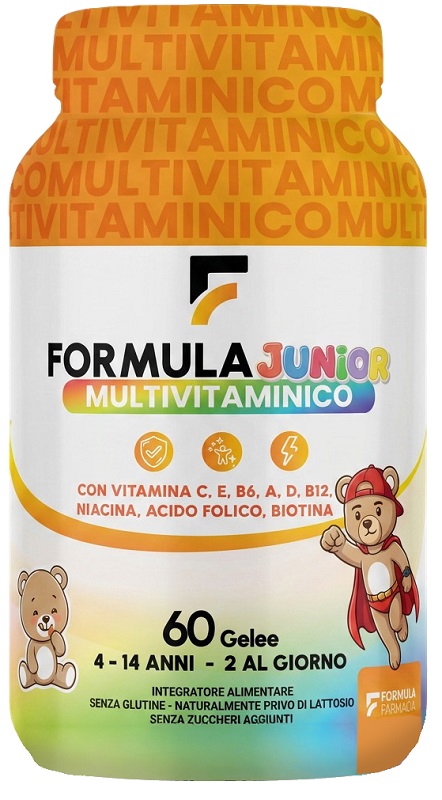 FORMULA MULTIVITAMINICO JUNIOR 60 GELEE FRAGOLA MELA VERDE ARANCIA LIMONE SENZA ZUCCHERI AGGIUNTI E GLUTINE - Speedyfarma.it